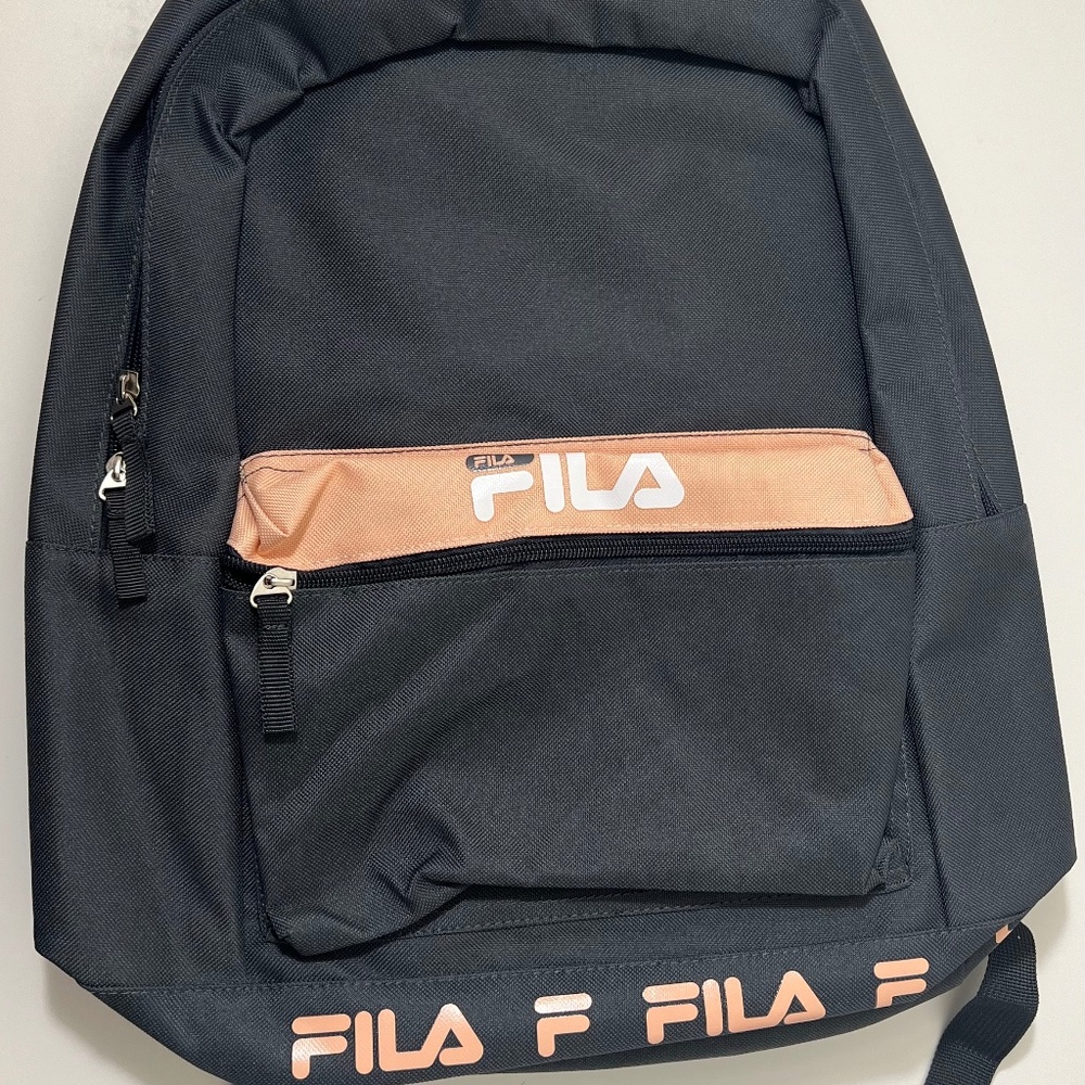 NEW Fila Backpack with compartments - Gray with Pink Fila Logo Design Unisex